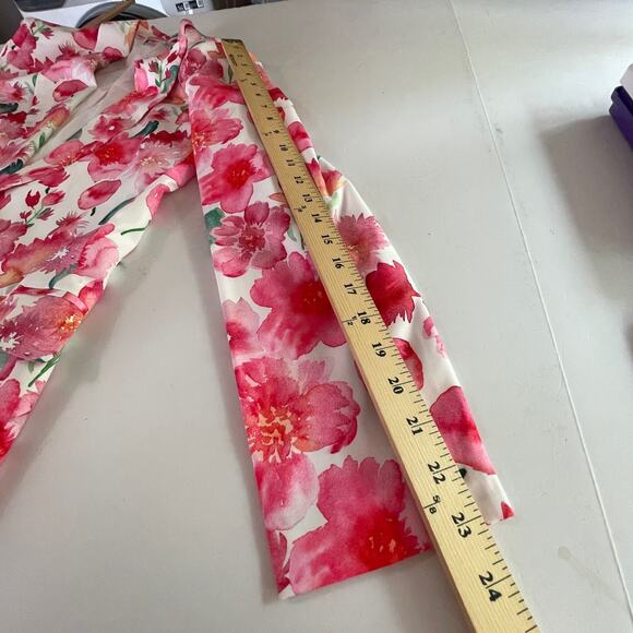 Staccato Callie Open Front Floral Blazer SZ S Pink Peach Green White Lined - Picture 10 of 11